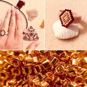 Handmade necklace/ring set with gold plated beads